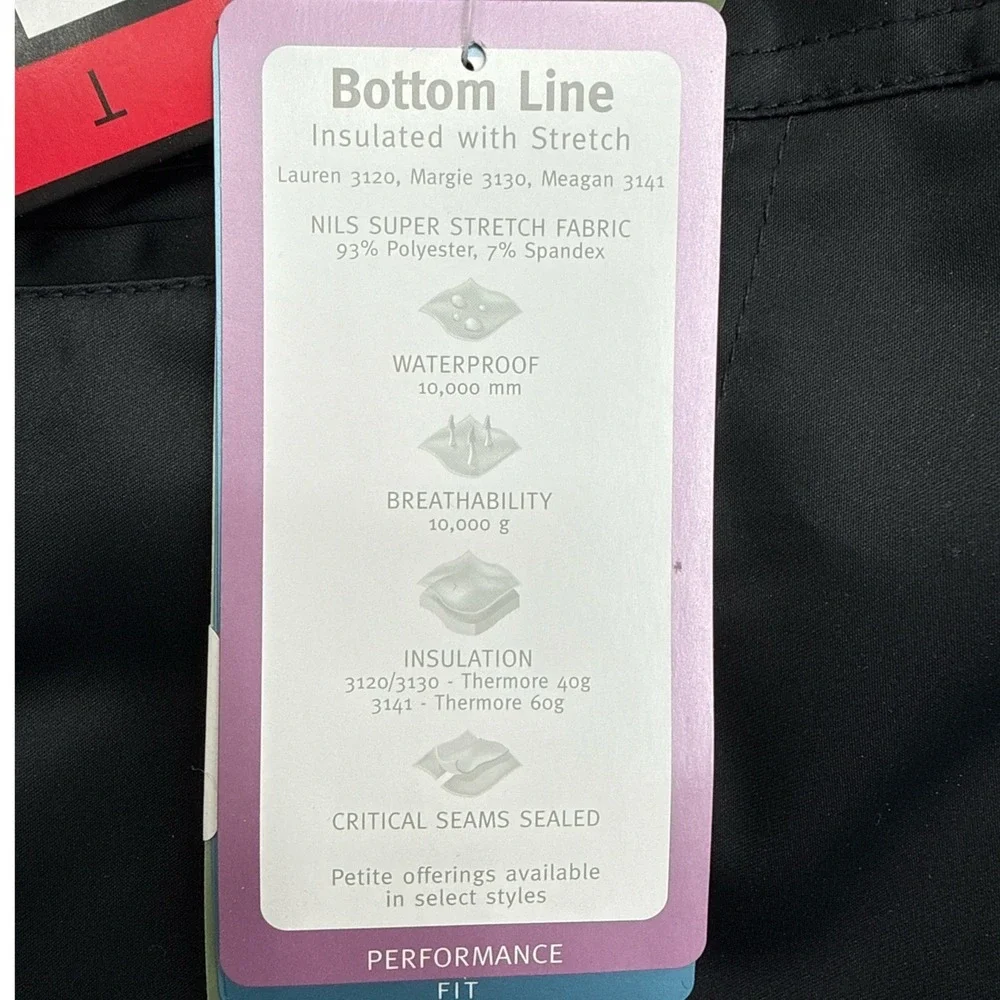 NILS Margie Ski Pants Size 8 Petite Black Waterproof Insulated Stretch NWT 185.0